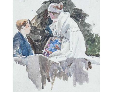 Harry Watson (1871-1936) "The White Coat" Mixed media on paper, 19.5cm by 16.5cmProvenance: Savage Fine Art, Northampton