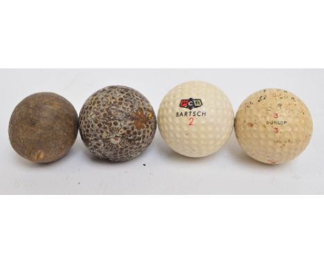 A Bartsch patent, solid core golf ball, a circa 1930's Dunlop 'hole in one' golf ball, inscribed "11th hole Royal St Georges 