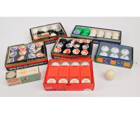 Seven boxes of wrapped golf balls including Dunlop 65, Dunlop Warwick, Penfold Ace, etc and a Henry Cotton signature ball.