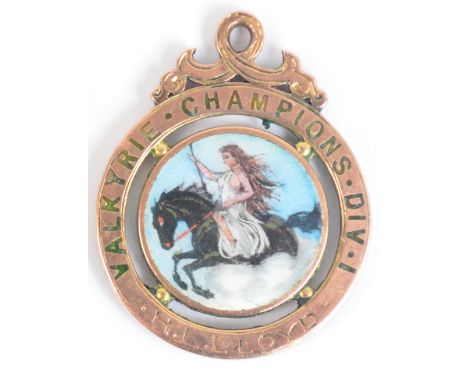 A rare Edwardian 9ct gold and double sided enamel decorated football medal for the Zingari League, the front centred with an 