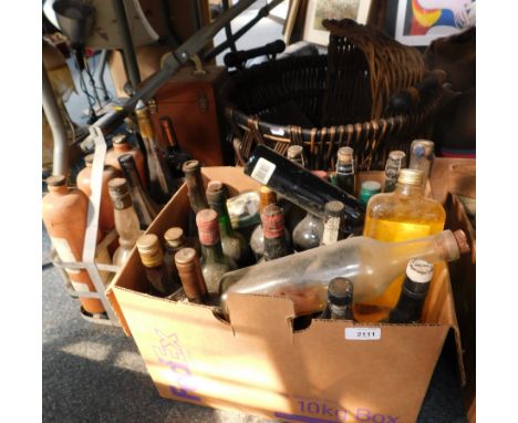 Vintage alcohol, to include early bottles, some with contents, stoneware bottles, wicker basket, etc., (a quantity).