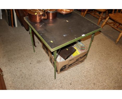 A green and gilt painted folding card table 