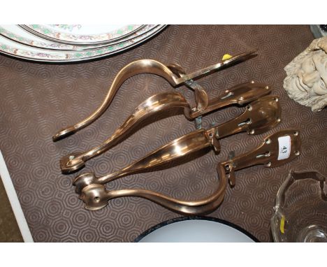 Two pairs of solid brass Arts &amp; Crafts door handles by W &amp; R Leggott Ltd.