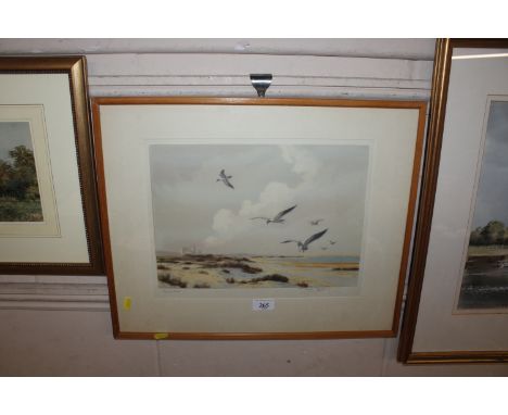 A pencil signed print "Sunny Shores" blind stamp to margin