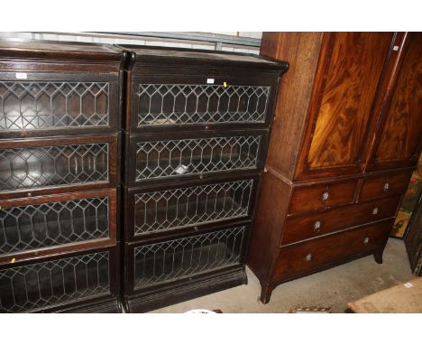A four section Globe Wernicke style leaded glazed bookcase