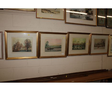 Helen Bradley, pencil signed prints "Spring", "Summer", "Autumn" and "Winter" Fine Art Guild blind stamps to margins
