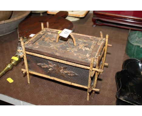 A carved bark trinket box