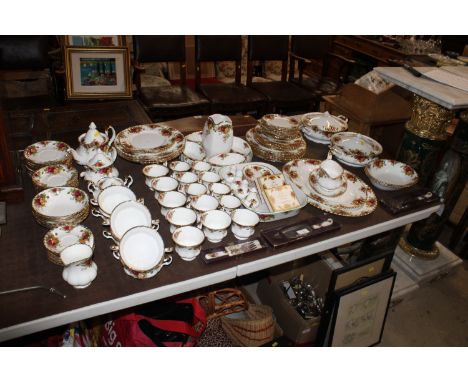 A large Royal Albert "Old Country Roses" pattern dinner and tea service
