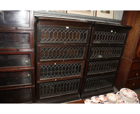 A four section Globe Wernicke style leaded glazed bookcase