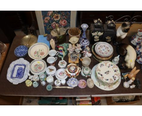 A large quantity of various decorative and other china to include Cooper craft Siamese cats, Sylvac rabbits, 19th Century din