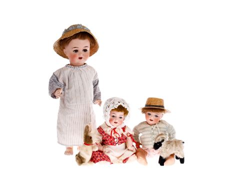 3 Charakterbabys, je Biskuitporzellan-Kopf, Schlafaugen, offener Mund, SIMON &amp; HALBIG 1397, HEUBACH-KÖPPELSDORF und KÄMME