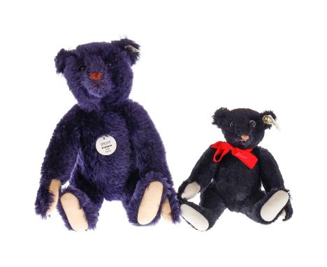 2 Steiff Replica Bären, ”J.P. Bear” und blauer Bär ”1909”, 24 und 34 cm, Z 1-2