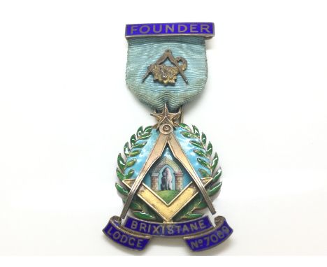 Vintage Founder of Brixistane Lodge Masonic badge