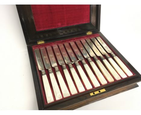 Boxed hallmarked Silver &amp; mother of Pearl knife and fork set