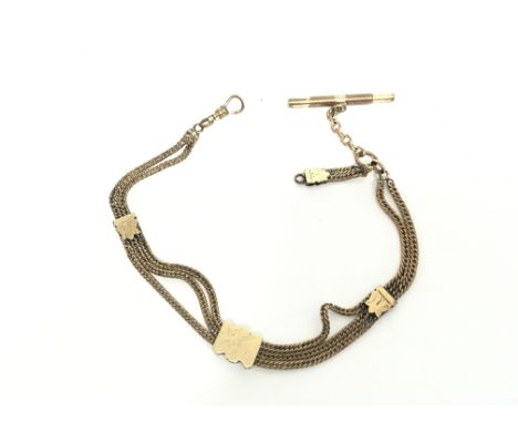 A vintage yellow metal watch chain. 32.4g and 35cm long. Postage (a).