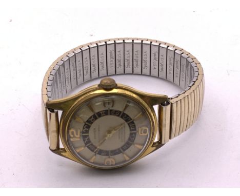 A vintage Anker mid size automatic gents wristwatch with horological motifs to the face, approximately 31mm not includuding c