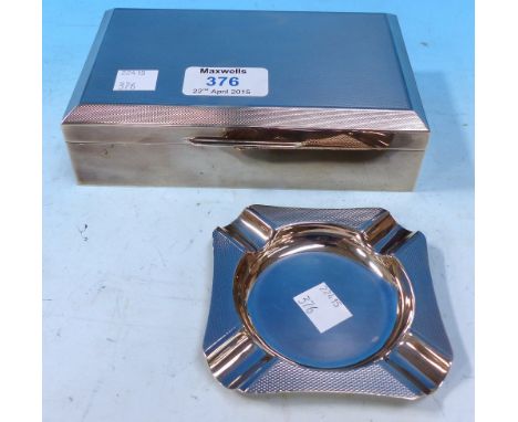 An engine turned cigarette box and matching ashtray, Birmingham 1970/71