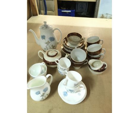 Two tea sets including Wedgwood and Lady Burlington including cups and saucers, lot cannot be posted