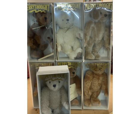 7 Modern boxed Merrythought teddy bears. (C)