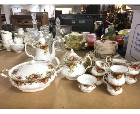 Royal Albert old country roses part tea set including cups, saucers, plates. This lot canâ€™t be posted