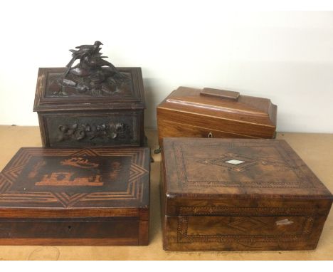 An inlaid workbox, tea caddy etc. Shipping category D.