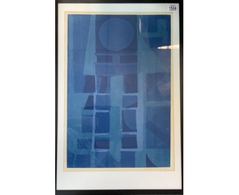 Selma Nankivell (1934-2022), also known as Selma Montford, abstract lino cut print titled As I was walking down by Skidden Hi