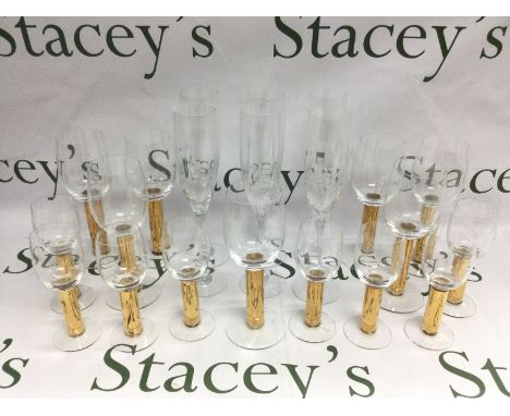 A collection of Orrefors wine glasses, champagne flutes and sherry glasses. Shipping category D.