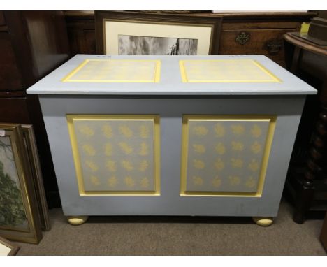 A hand painted trunk , 92cm wide 60cm tall.