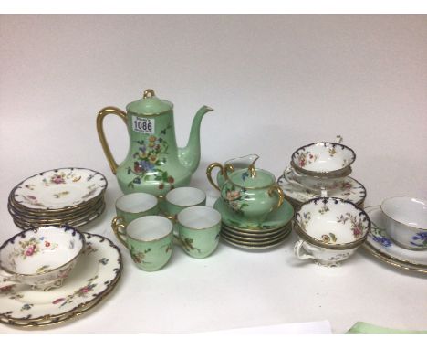 A  Meissen porcelain hand painted cup saucer and plate a Cauldon porcelain part tea set and a Bavarian four place tea set dec
