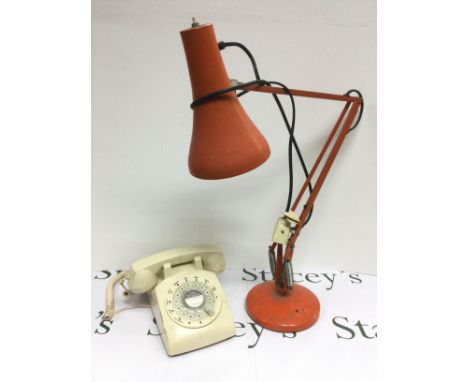 A vintage anglepoise lamp and rotary dial telephone (2).