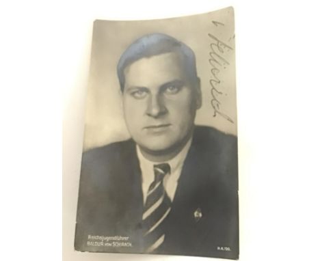 A rare German Third Reich signature Bladur von Schirach 1907-1974 leader of the German Hitler Youth and German politician cap