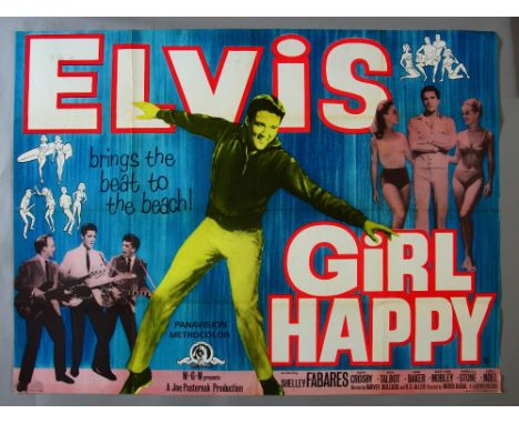 Elvis Presley in "Girl Happy" (1965) Original British Quad film poster (30 x 40 inch). This first release film poster feature