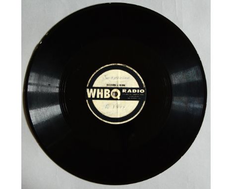 Elvis Presley 12 inch Acetate for "Suspicion". This WHBQ Radio station acetate from Memphis, Tennessee hails from the radio s