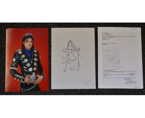 Michael Jackson autographed self-portrait 1998 complete with letter of provenance and colour photo.