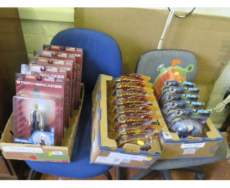 Five Stormbreaker figures in sealed packaging, including 31002- Alex Rider, seven Indiana Jones figures, five The Golden Comp
