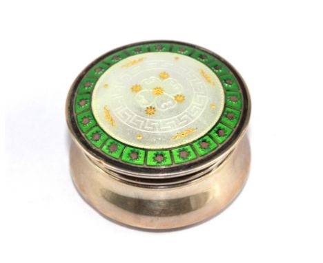 A silver and enamel patch box