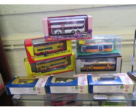 Diecast buses: Drumwell Dennis Dragon and Neoplane Centroliner, two MBE  Citybus issues, First Bus Plaxton and three Lledo tr