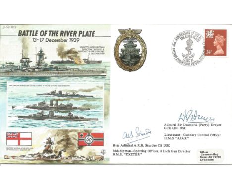 Battle of the River Plate official double signed Royal Air Force cover JS/50/30/3. Signed by Admiral Sir Desmond Parry Dreyer