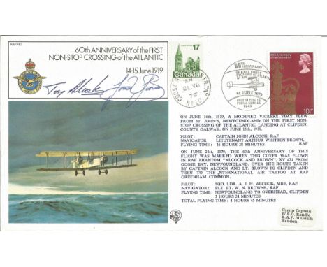 First Non-Stop Crossing of the Atlantic cover RAF FF3 signed by Alcock &amp; Browne. 10 1/2p 25th Anniversary of the Coronati