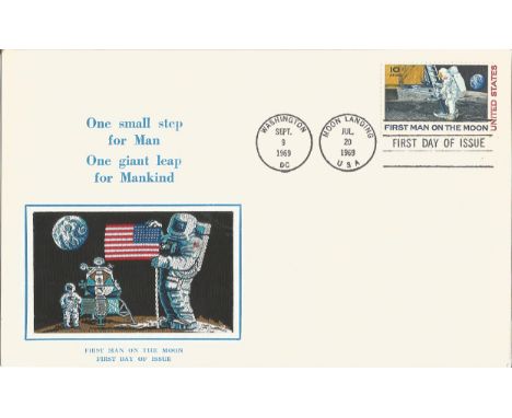 Space FDC First Man on the Moon One Small Step for Man One Giant Leap for Mankind Double PM Washington DC Sept 9 1969 and Moo