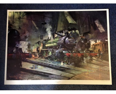 Railway Print 23x31 titled The Great Marquess by the artist Terence Cuneo.  Good Condition. All autographs are genuine hand s