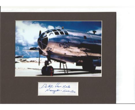 WW2 Atomic bomber Dutch Van Kirk signature piece matted with a colour Enola Gay photo to 10 x 8 inches overall. Theodore "Dut