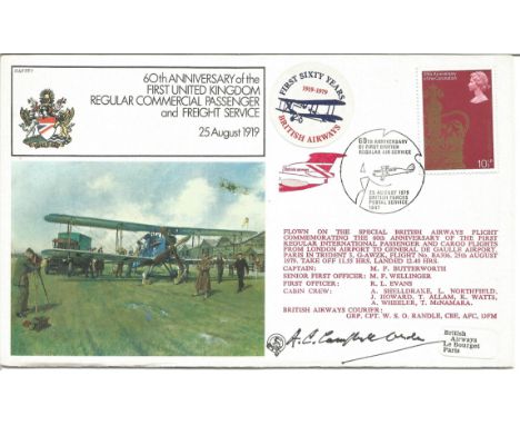 First United Kingdom Regular Commercial Passenger and Freight Service official signed cover RAF FF7. Signed by Alan Colin Cam