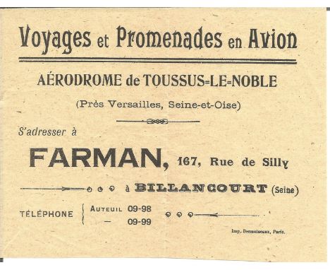 Farman Airways vintage leaflet.  Good Condition. All autographs are genuine hand signed and come with a Certificate of Authen
