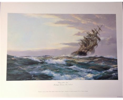 Nautical print 19x25 approx titled "Glory of the Seas" by the artist Montague Dawson.  Good Condition. All autographs are gen