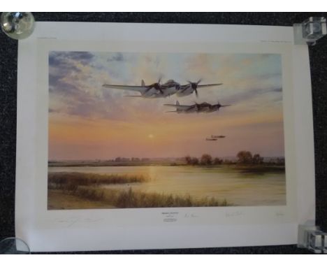 Broken Silence by Robert Taylor, rare 33 x 24 inches WW2 print The sudden thunder of Merlin engines shatters the evening sile