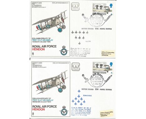 Red Arrows 1970 Five covers flown by the team each with different display formation added as cachet on cover includes Concord
