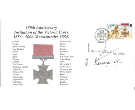 Ian Fraser VC and Edward Kenna VC signed 150th Anniversary Institution of the Victoria Cross FDC. Guernsey Captain Le Patoure