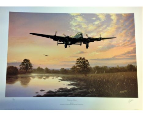 World War Two print 28x20 approx titled Lancaster Dawn signed in pencil by the artist Barry Price. No 607/850.  Good Conditio