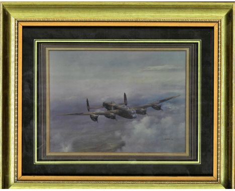 World War Two framed and mounted print 12x14 picturing 150 Squadron Avro Lancaster B1 NN742 in flight limited edition 11 500.